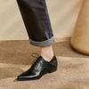 Fashion Classic Women Pumps Spring Autumn Office Ladies Casual Low Heels Comfortable Genuine Leather Lace-Up High-heeled Shoes Woman