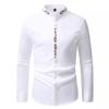 Herrenmode Stehkragen Bestickte Hemden Einfarbig Langarm Knöpfe Slim Business Casual Arbeitshemd