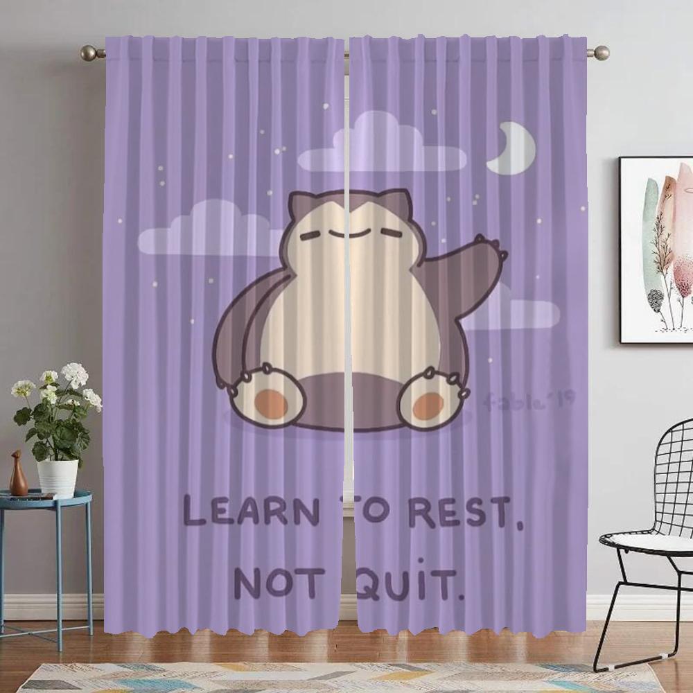 Pikachus Curtains for Living Room Curtain Kitchen Curtains 2 Pieces Halloween Decoration Shades Tulle for Bedroom Partition Home