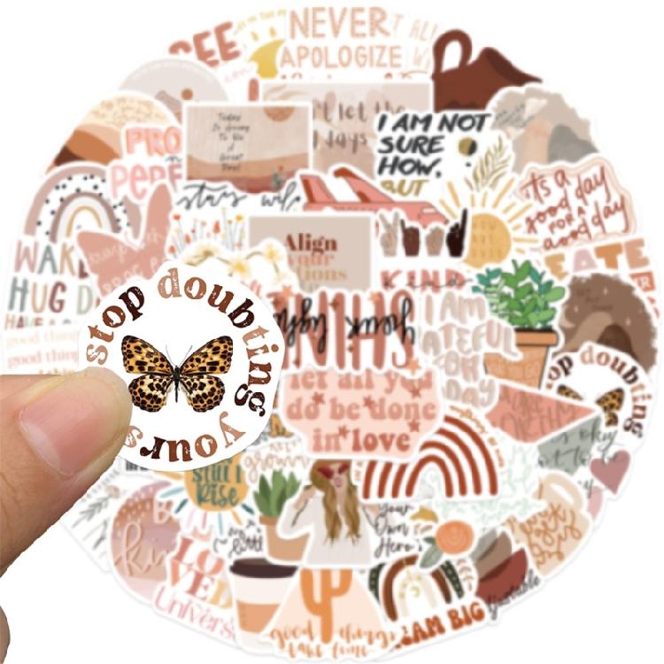 50 Sheets Scrapbooking Sticker Inspirational Decal Laptop Sticker Aesthetic Decorative Sticker Affirmation Sticker
