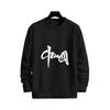 Mens Loose Fit Round Neck Sweatshirt Chinese Print Fleece Lined Casual Winter Top Teens