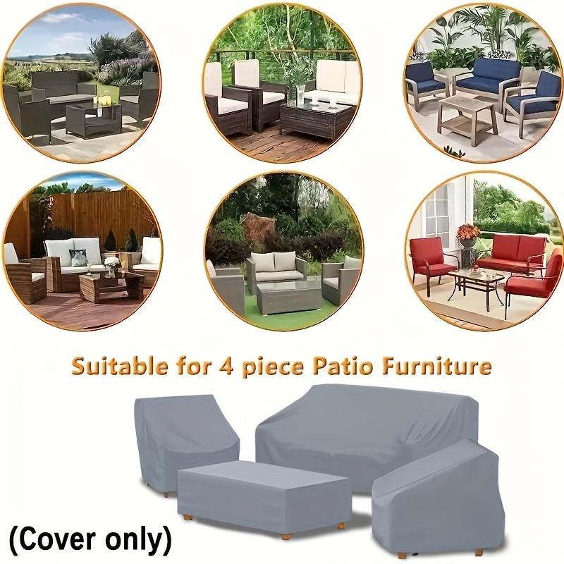 Set of 4 Patio Furniture Covers, Rattan Outdoor Furniture, Gray Patio Four-Piece Covers, Universal for All Seasons