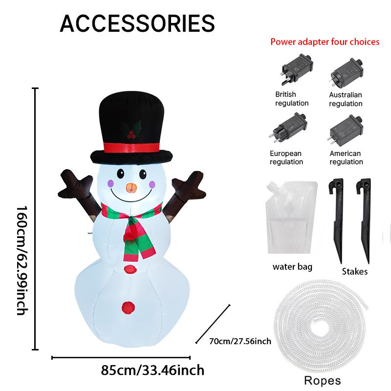 5.2FT LED Inflatable Xmas Yard Decor Snowman Toy Gift Christmas Outdoor Home Decorations Ornament Festive Supplies Holiday Decor