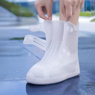 Waterproof Non-slip Rain Shoes Covers for Women, Silicone Rain Gear, Thickened, Wear-resistant Foot Cover for Children, Househol
