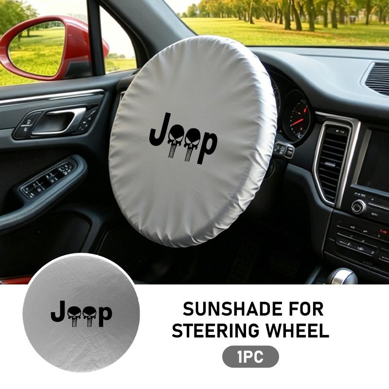 Car Steering Wheel Anti-Heat Sun Shade Cover Sunscreen Insulation Protect Shield For Jeep Cherokee Wrangler JK Gladiator Compass AKR1