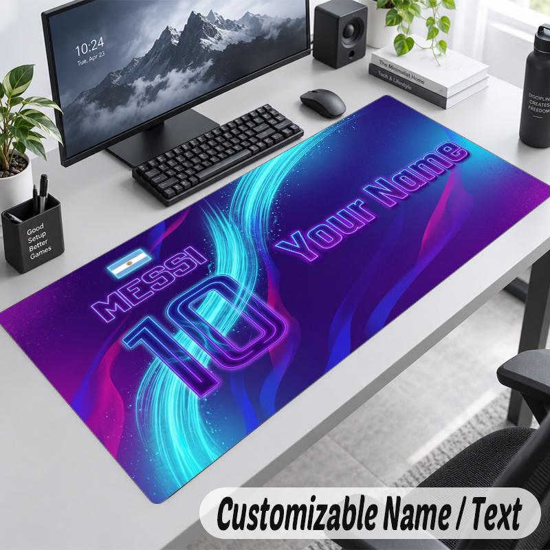 Lionel Messi Personalisiertes Großes Mauspadd Benutzerdefinierter Name Text Erweiterte Schreibtischmatte Gaming-Mauspad