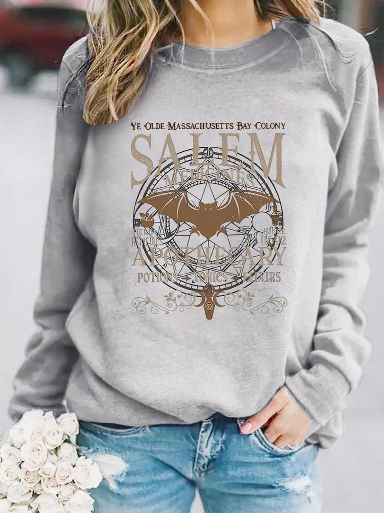 Women's Halloween Crew Neck Pullover Sweatshirt - Long Sleeve Casual Fall/Winter Style