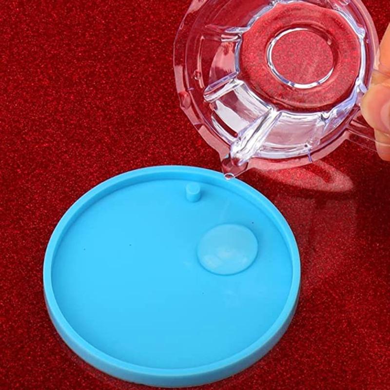 5x Resin Keychain Molds Round Silicone Keychain Mold Epoxy Resin Casting Molds with Hole Keychain Making for DIY Crafts
