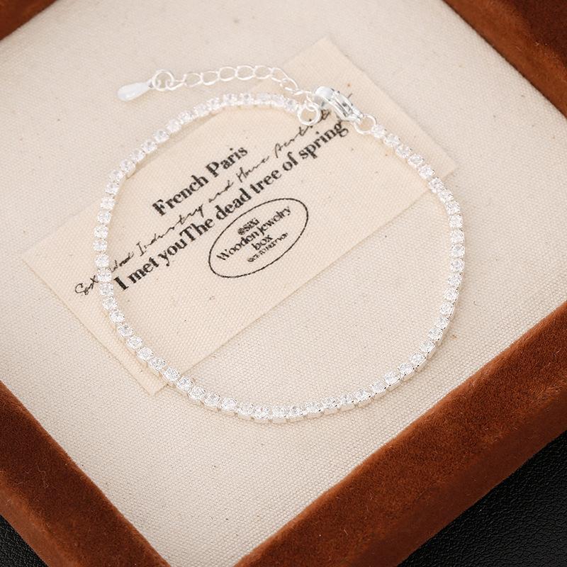New 925 Silver Bracelet Simple Shiny Zircon Bracelet Temperament Personality Women Accessories Birthday Party Gift