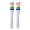 1Pair Girls Thigh High Socks Over Knee Rainbow Stripe Football Socks