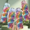 1PC Twisted Rainbow Smoke Swirl Print 750ml Color Plastic Sports Water Bottle Leakproof Flip Straw Lid Suitable for Sports Office Home Use