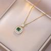 Luxury Simple Double Heart-shaped Necklace Earrings Sets Exquisite Zircon Ear Studs Pendant Chain Women's Wedding Jewelry Gifts