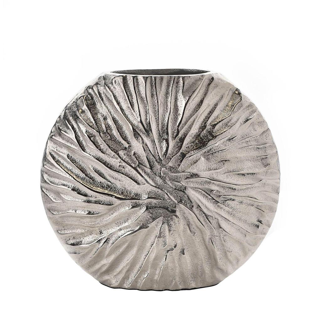 Hestia Sølv Metall Teksturert Rund Vase 21x24cm