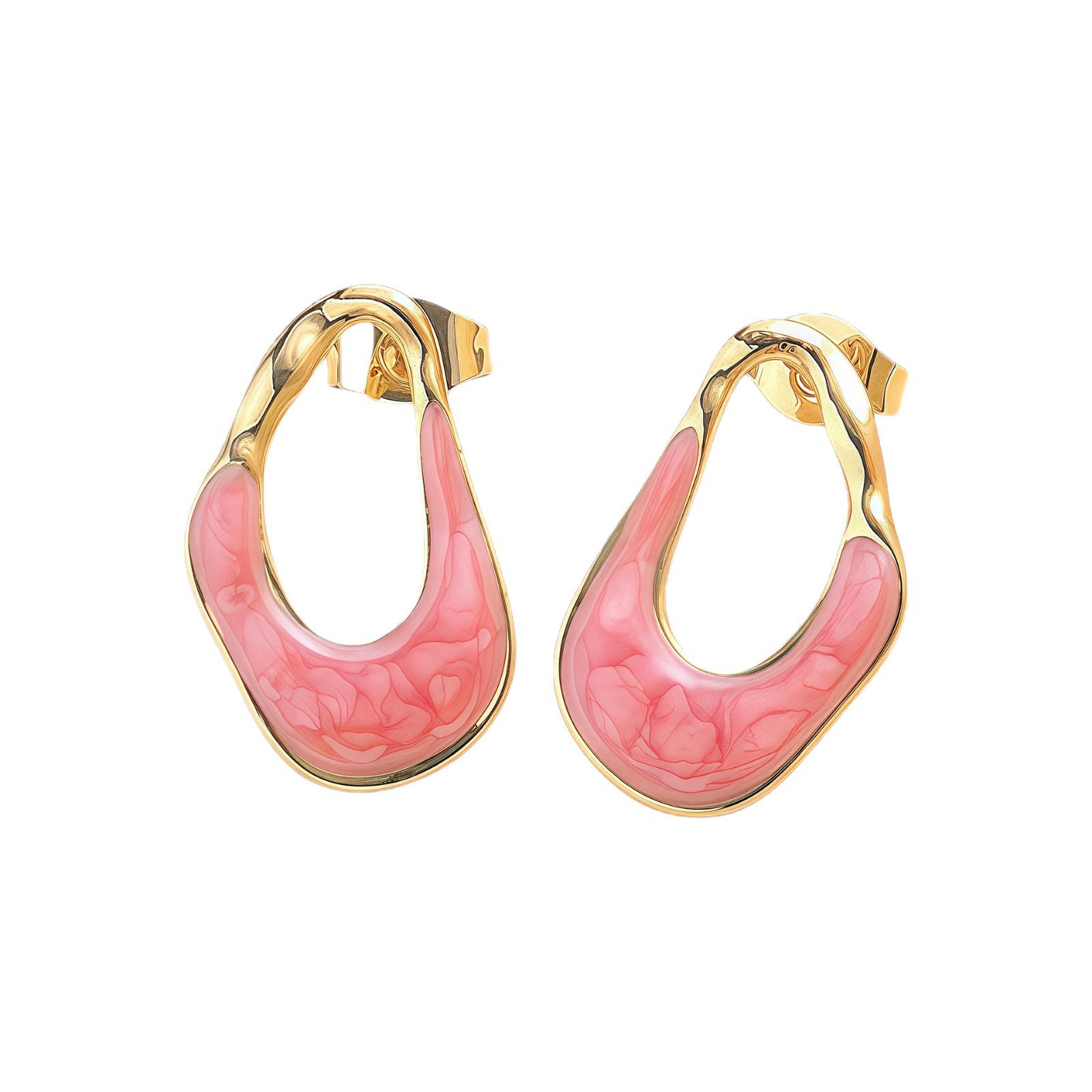Elegant Retro Irregular Stud Earrings for Women - Hong Kong Style 25-10-11-006