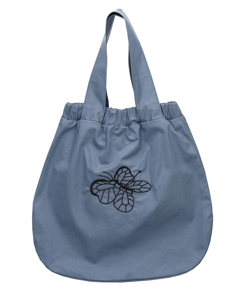 Whimsy Mind Butterfly Pin Embroidered Banding Tote Bag Blue
