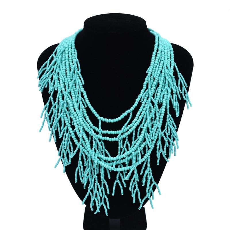 Handmade Multilayer Rice Beads Necklace Choker Necklace Jewelry For Women Skin Friendly Bohemian Dress Neck Wear