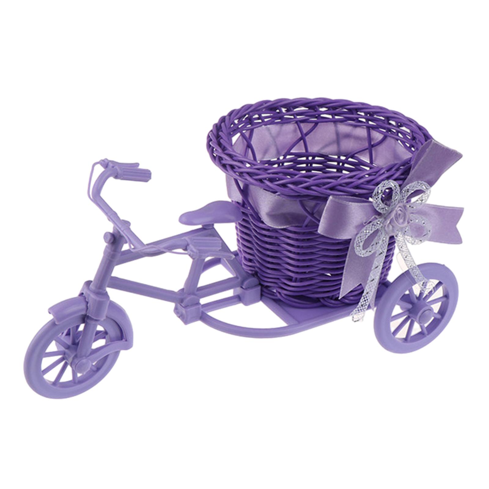 

Bicycle Artificial Woven Flower Basket Plant Stand for Table фіолетовий