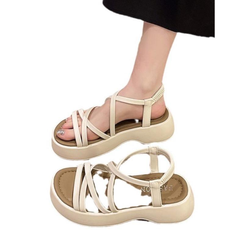Platform Muffin Sandals Women's Summer New Small Cross Strap High Heels