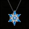 Snowflake Pendant Necklace - Imitation Opal Fashion Accessory for Christmas Parties