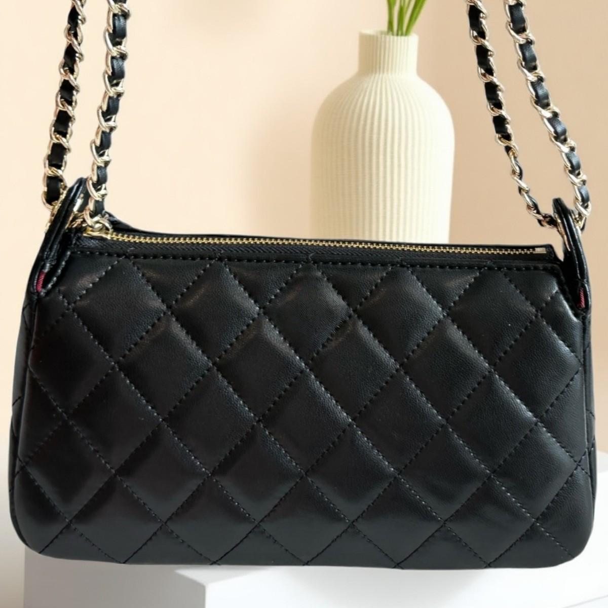 

2025 Fashion Diamond Pattern Shoulder and Crossbody Bag for Women - T627 Sheepskin 22x12cm чёрный