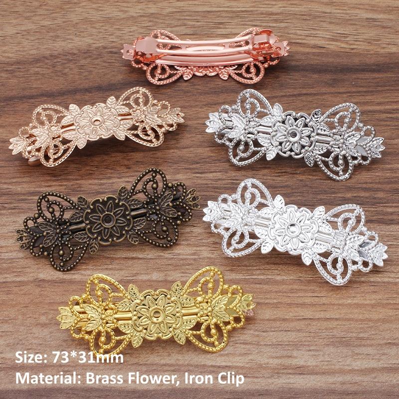 BoYuTe (10 Stück/Lot) Metall Messing Filigran Blume Haarnadel Basis Frauen Haarspangen Handgemachte Materialien