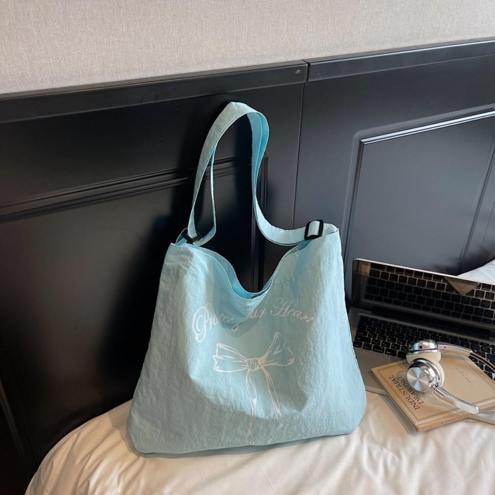 Nylon Women's Tote Bag Large Capacity Commute Bag Simple Bow Shoulder Bag  College Students