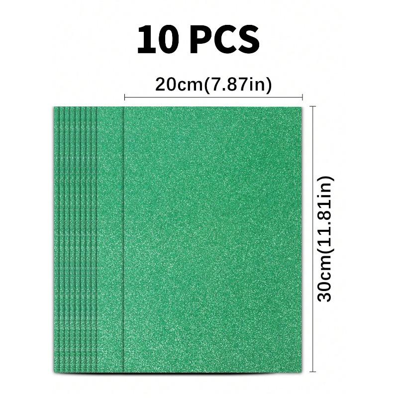 10 szt./opak. Wielokolorowy metaliczny papier gąbkowy z brokatem, Grube arkusze pianki brokatowej bez podkładu samoprzylepnego, Do DIY, Rzemiosła, Tłoczenia, Składania papieru artystycznego
