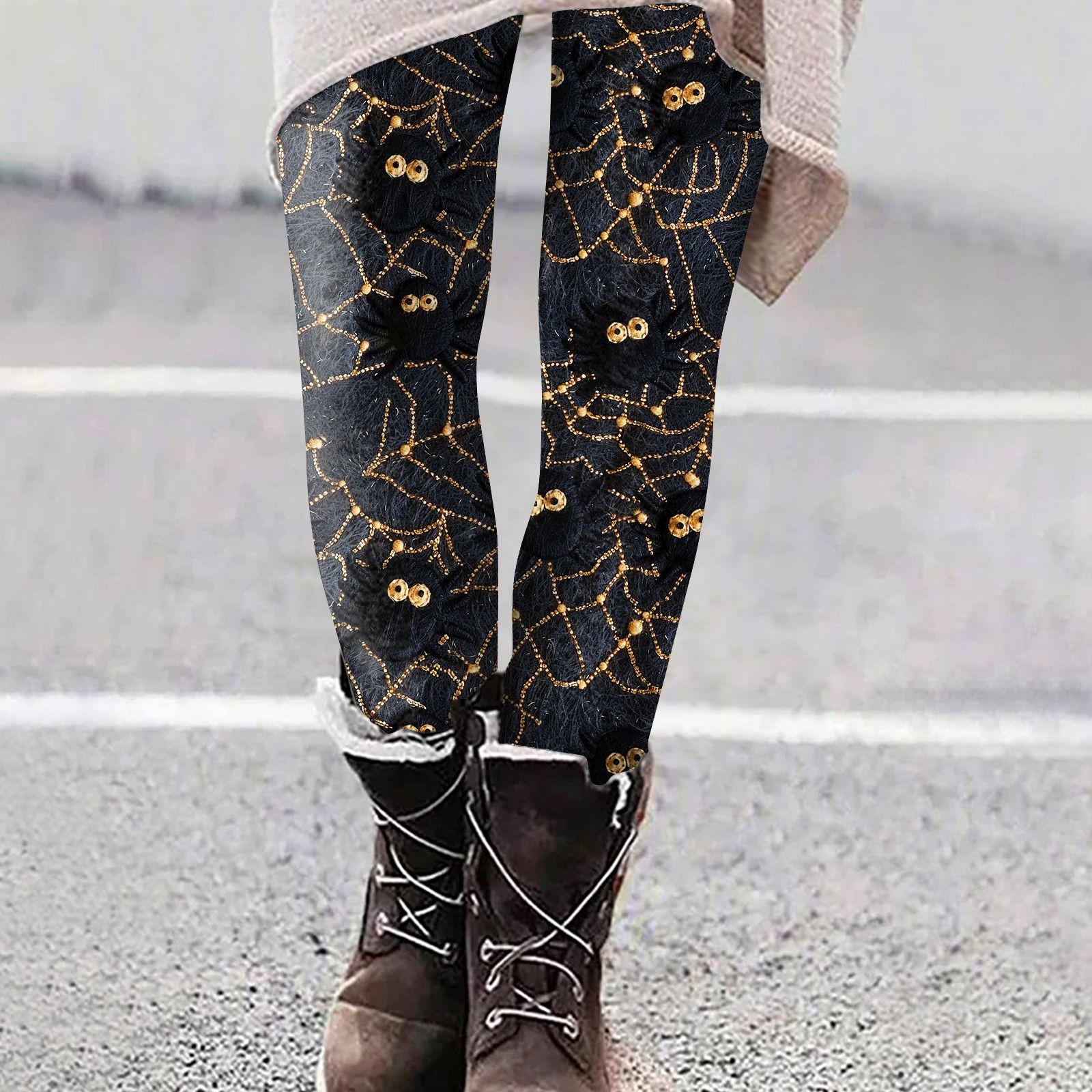 

Женские повседневные уличные брюки с рисунком Хэллоуина, облегающие эластичные укороченные брюки для йоги S чёрный