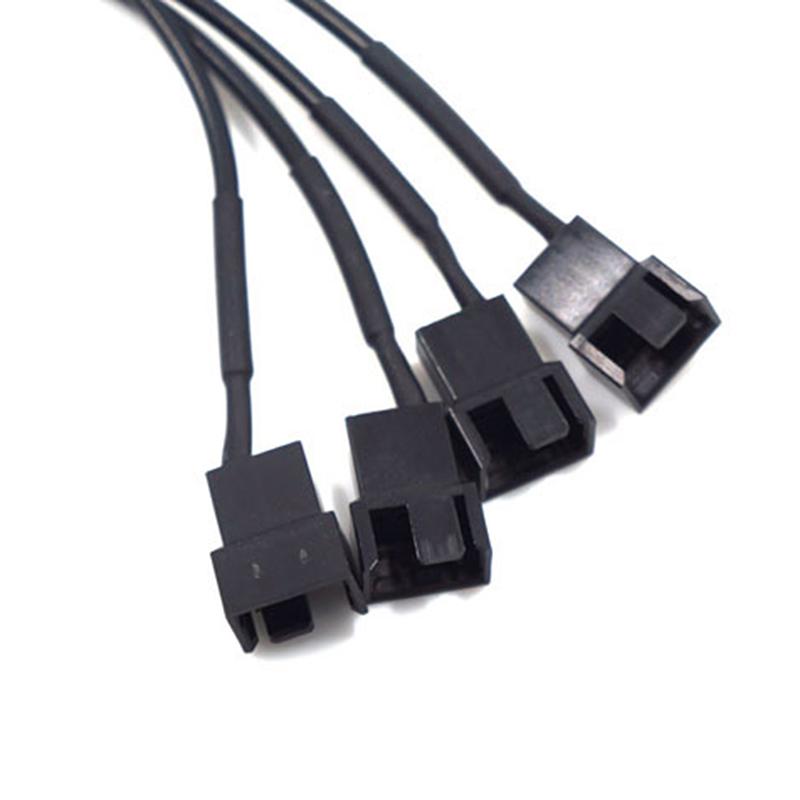 Copper Dc 5521 To 4Pin Pwm 4 Way Computer Pc Fan Power Adapter Cable 12V