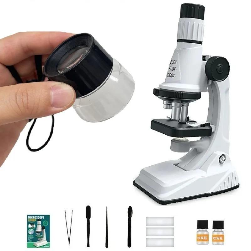 Kit Microscop pentru Copii 200x 600x 1200x Jucărie STEM Știință Biologică Lupă de Mână Microscop de Buzunar Educațional Școlar cu Lumină LED