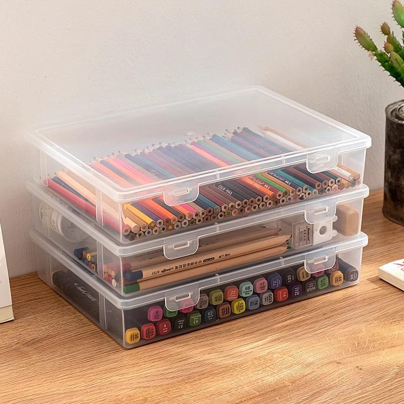 3/1pcs Transparent Pencil Case Box Large-capacity Stackable Storage Box Office School Pencil Case Supplies Pencil Storage