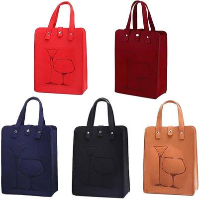 Felt Wine Bottle Bag Double Bottles Great Load Bearing Handheld Beverage Packaging Handbag Gift Wrap Storage Pouch Wine Tote Bag