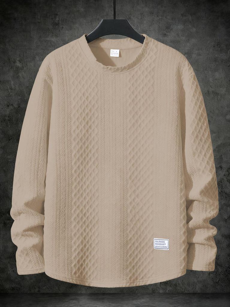 2025 Autumn/Winter Striped Round Neck Solid Color Casual Pullover Long Sleeve Hoodie Sweater