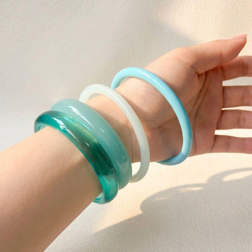 4 Stück/Set Harz Armreif Stapelbar Boho Armbänder Mode Geometrische Armbänder Damen
