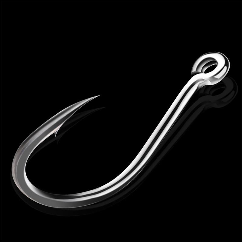 FTK High Carbon Steel Single Fishing Hook, Barbed Sharp Point, Strong Tensile Resistance for Saltwater 100Pcs