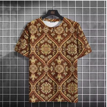 Vintage Men's T-Shirt Easy Race Print, Short Sleeve Summer Round Neck Streetwear Loose Transparent