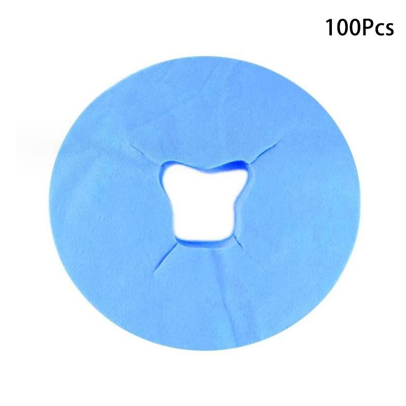 100Pcs Face Pad SPA Pillow Cover Disposable Face Hole Cover Non-Woven Face Cradle Rest Covers