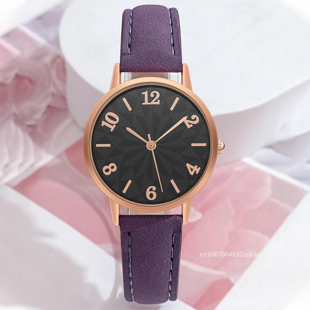 Fashion Women Watch Matte Leather Strap Wristwatch Quartz Watches for Women Gift