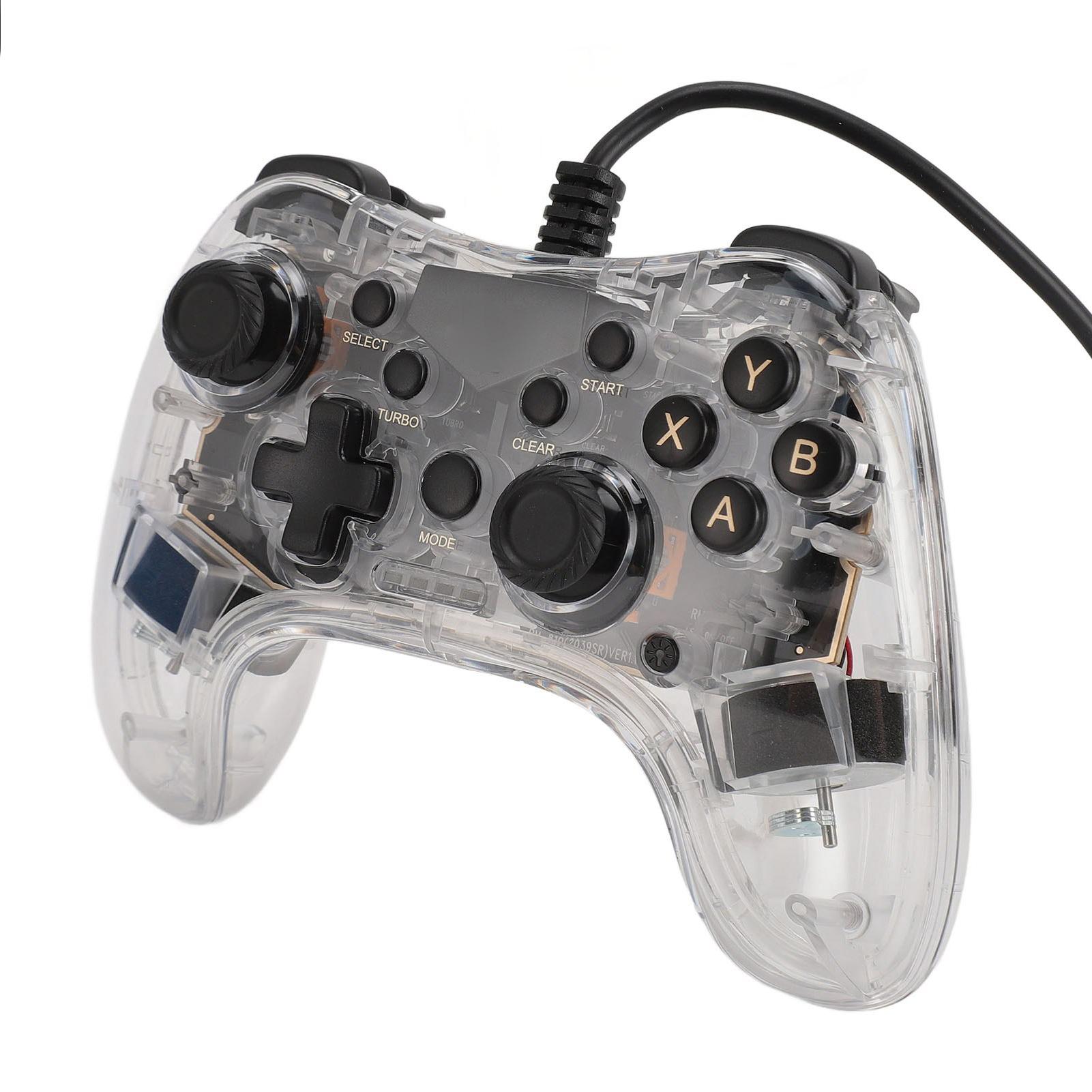 

Проводной игровой контроллер с 6 осями гироскопа, функцией пробуждения Turbo Burst, прозрачным геймпадом с RGB-подсветкой