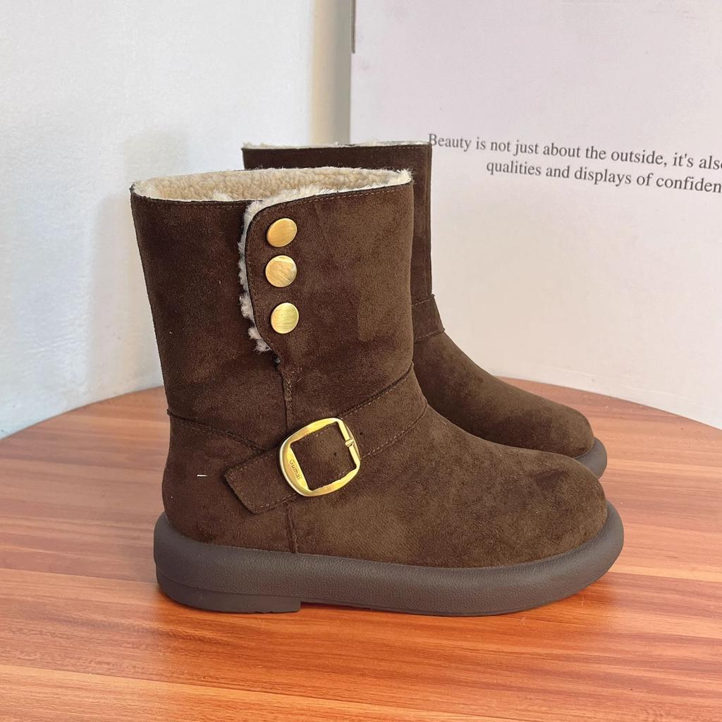 Fleece thickened warm flat-bottomed non-slip snow boots 2025 new women's winter popular women's Northeast cotton shoes