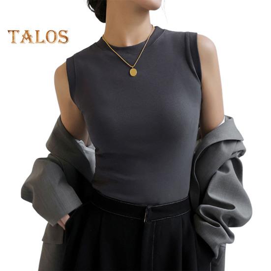 Women's Tank Top Sleeveless Cotton High Neck Crop Top Ribbed Slim Fit Basic Shirt Spring Summer Casual Outfit