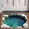 3D Illusion Carp Doormat Unique Koi Fish Pond Entrance Rug with Realistic Water Effect Non-Slip Floor Mat for Home Decor