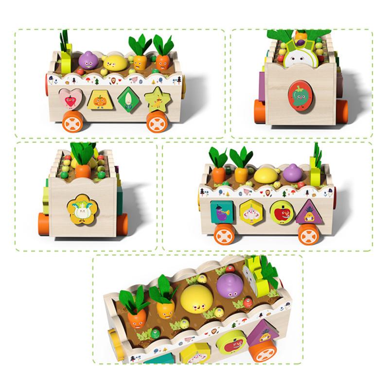 Baby Wooden Toys Multi-functional Fruits Vegetables Shape Sorting Stacking Educational Toys Gifts