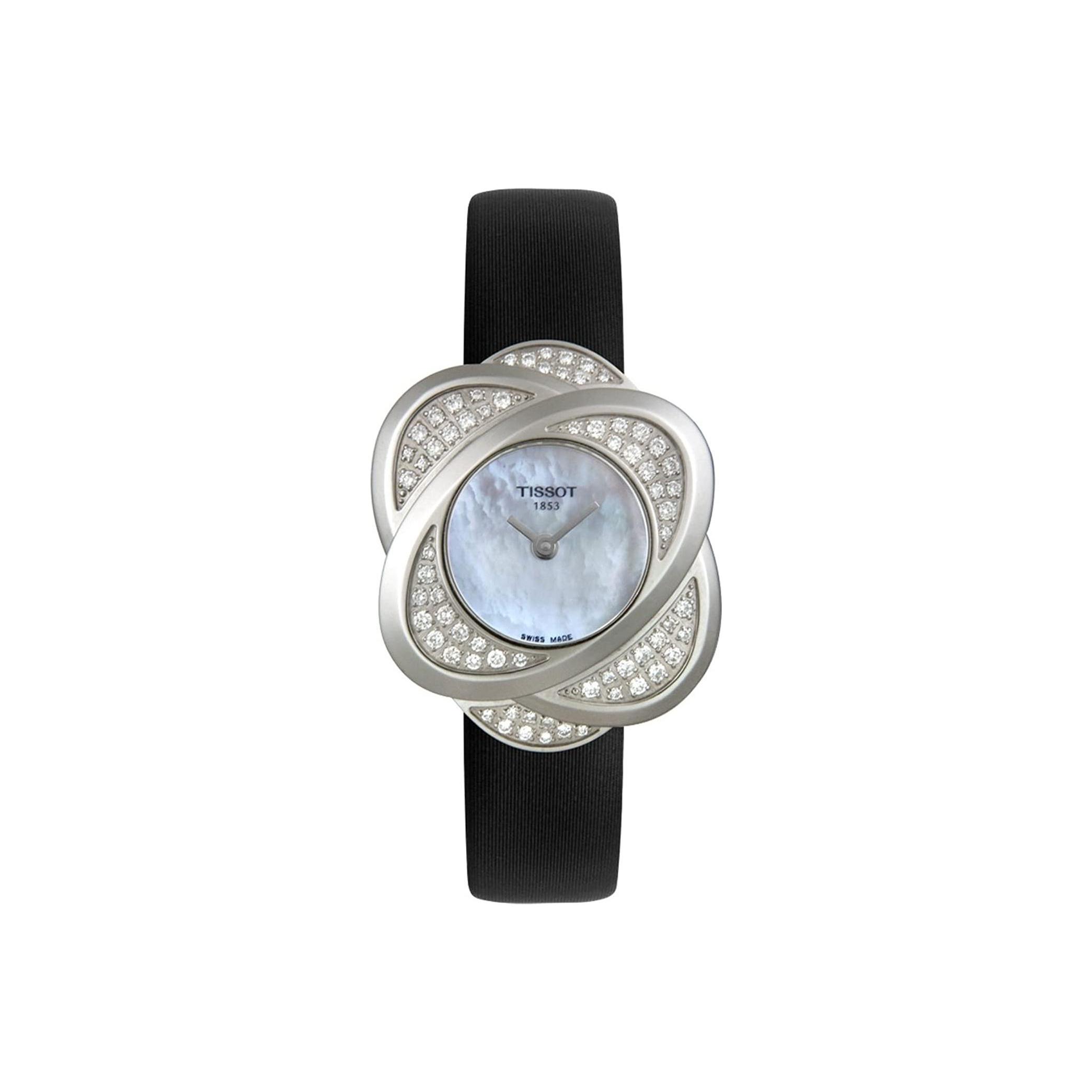 

TISSOT Quartz Movement Women s Watch Mother of Pearl Color Watch Dial Stainless Steel Case Genuine Leather Strap T03.1.125.80 Black Strap