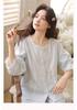 Qingmu Women's Gauze Nine Sleeve Pants Home Clothes Set