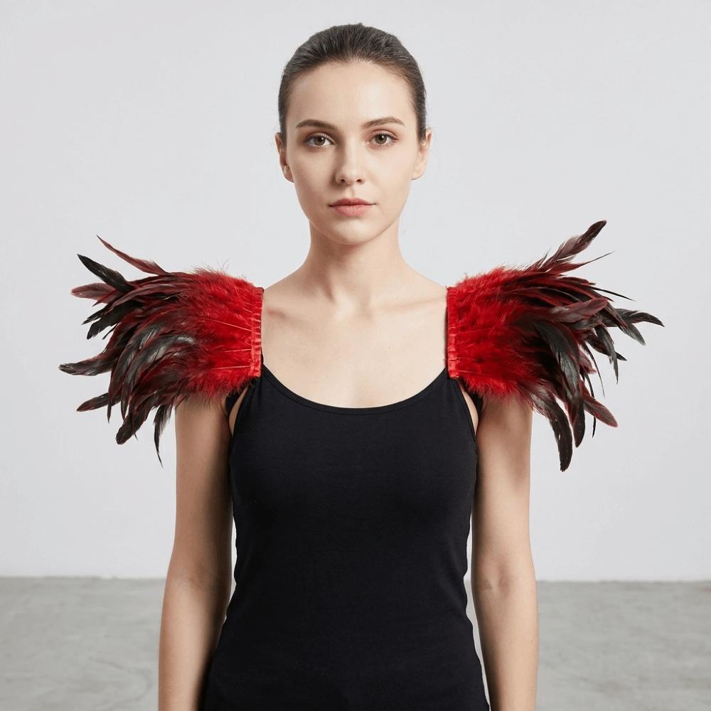 Elastic Ball Shawl Gothic Style Performance Shawl Simple Feather Shoulder Badge Performance