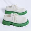 Modemarke Herren Schnür-Oxfordschuhe Dicke Sohle Business Hochzeitsschuhe Runde Zehenpartie Grüne Sohle Plateau Britische Outdoor Freizeitschuhe