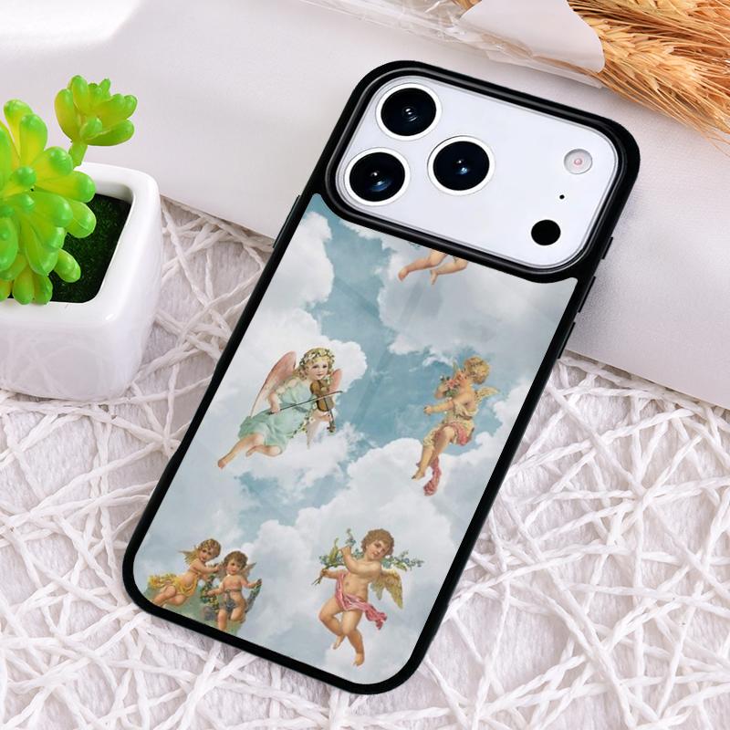 Vintage Painting Paradise Angel Shockproof Phone Case for iPhone 17 Air 16e 15 11 12 14 13 Pro Max Cover Coque