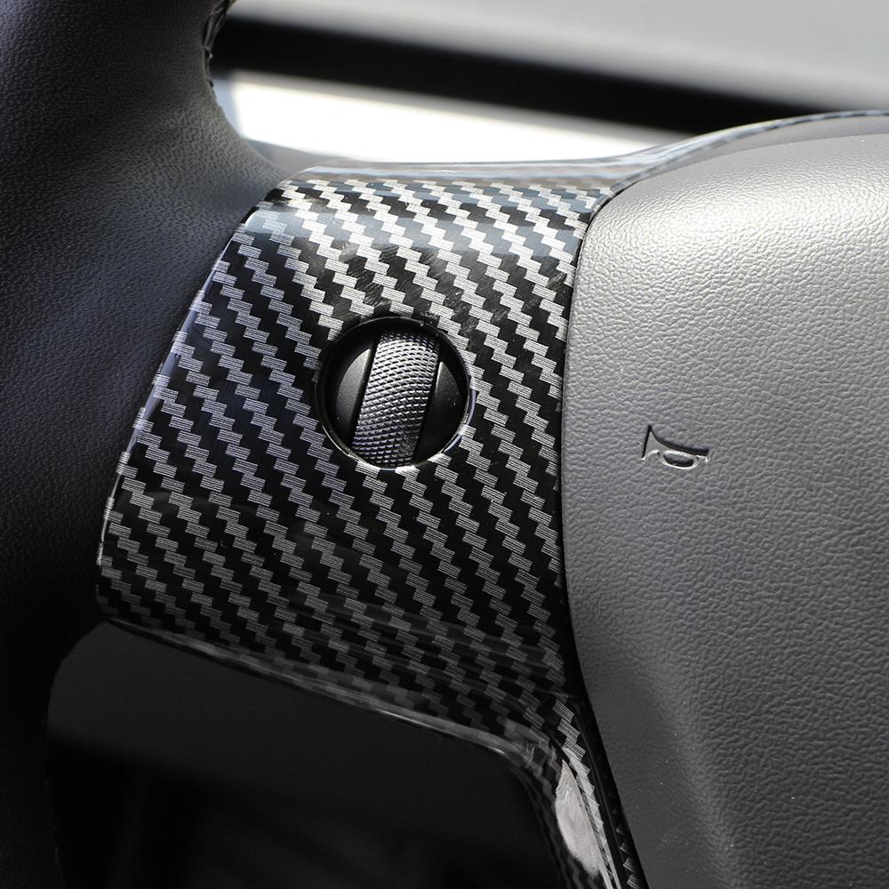 ABS Carbon Fiber Car Steering Wheel Buttons Panel Sticker Trim Cover for Tesla Model 3 2016-2025 Model Y 2019-2025 Accessories