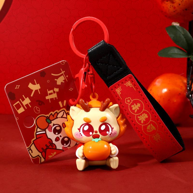 Брелок Год Дракона Танец Льва: Мультяшная кукла-пара, подвеска для рюкзака и новогодний автомобильный шарм One Size